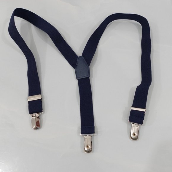 Suspender Boy Blue Navy Clip On‎ Y Back Adjustable Strap Stretch Formal Dress - Picture 1 of 7